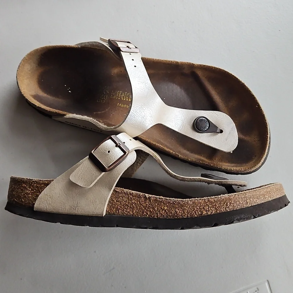 Birkenstock Light Cream Sandals Size 7 Womens - Picture 7 of 13
